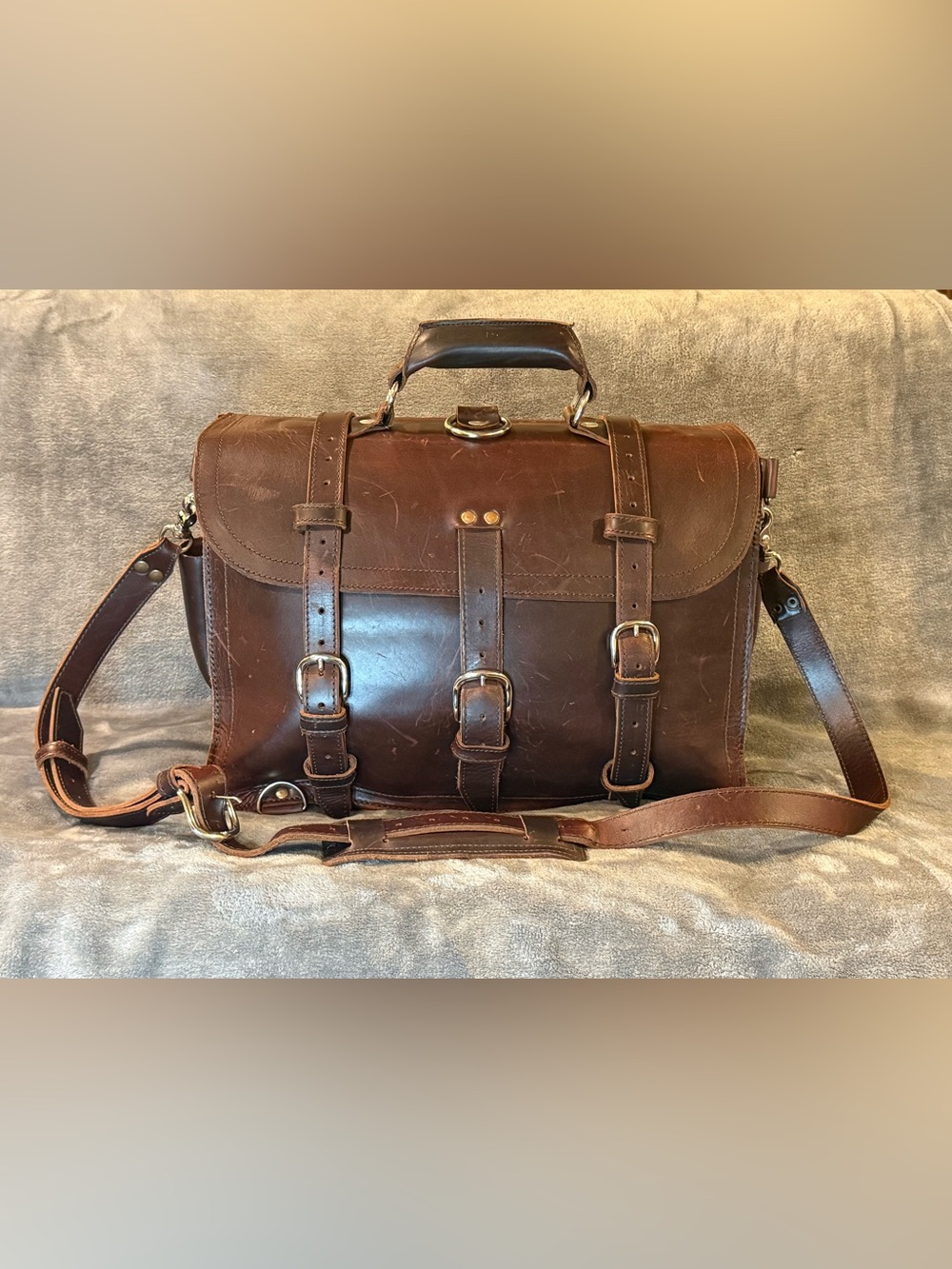 Vintage Saddleback Leather Large Classic Briefcase Chestnut (Papyrus No Co Logo)